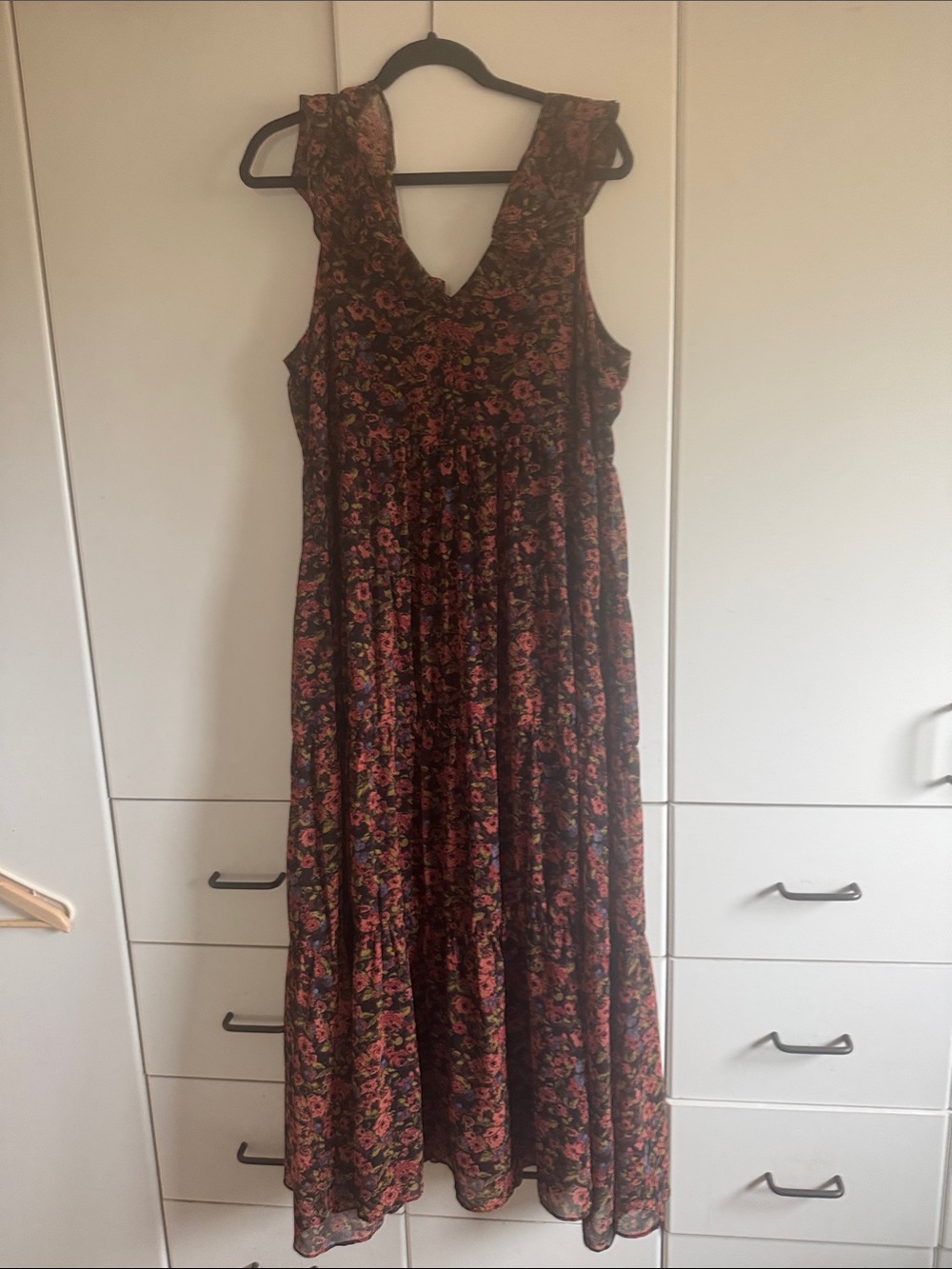 Chelsea28 Black Maxi Dress with Orange Floral Print
